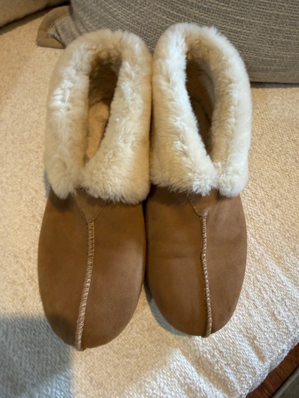 New UGG Chestnut Suede Shearling-Lined Slipper Boots
